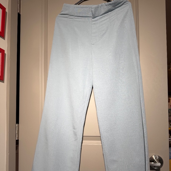 ZARA Light Blue Wide-Leg Trousers | Size S | High Waist | Minimalist Pants - Picture 1 of 4